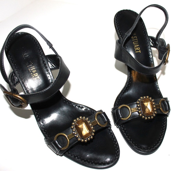 Colin Stuart Shoes - Colin Stewart Brass Jewel Black Sandal